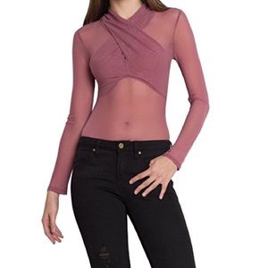 NWOT! Haute Monde Sheer Mesh Long Sleeve Bodysuit